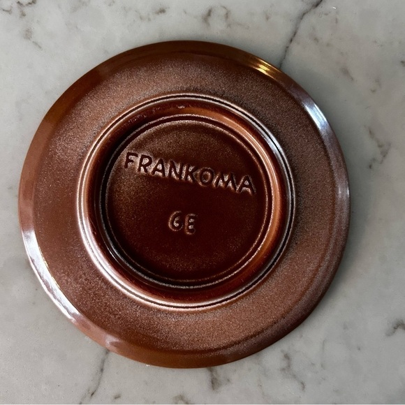 Vintage Frankoma Pottery Desert Tan Heart Handle Coffee Mug and Saucer - Picture 10 of 10